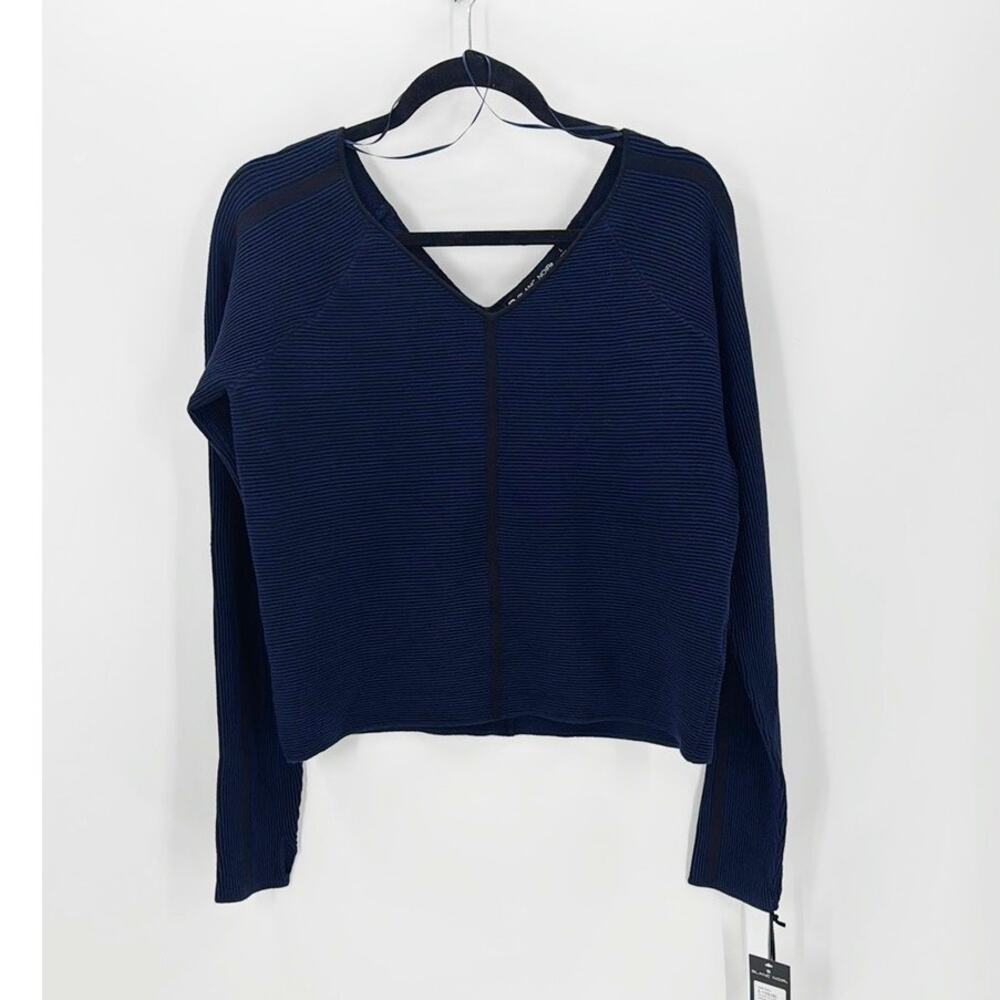 PORTOLA V NECK SWEATER  blue black size l cashmere blend minimalist thumb holes